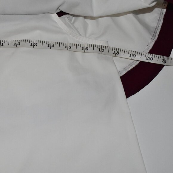 Sugar + Lips Amy Beaufort Linen Co. Off The Shoulder Top White Maroon Si… - Picture 5 of 12